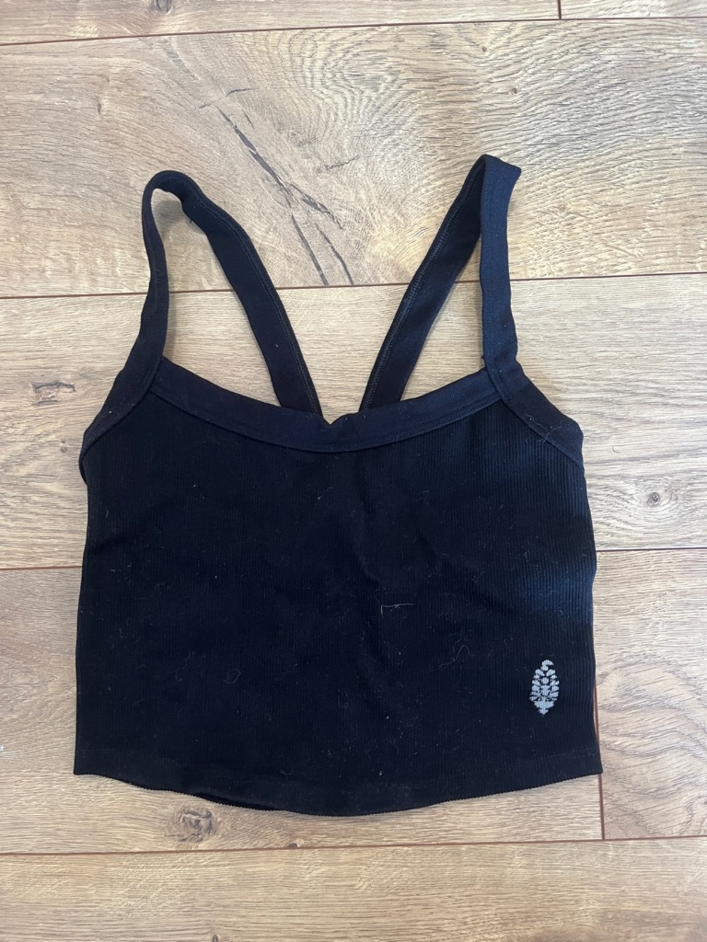 FREE PEOPLE 🖤 Ribbed Racerback Black Crop Top - XS/S